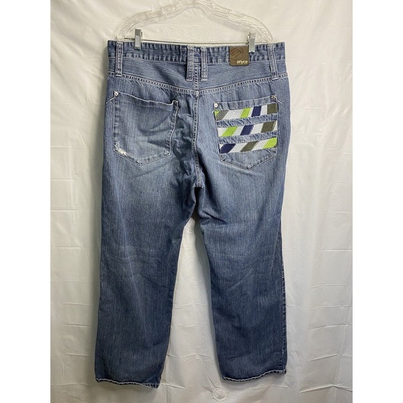 Vintage Enyce Men’s Jeans Wide Leg Embroidered Y2K 90s Grunge Hip Hop Rap Sz 40 - Picture 2 of 4